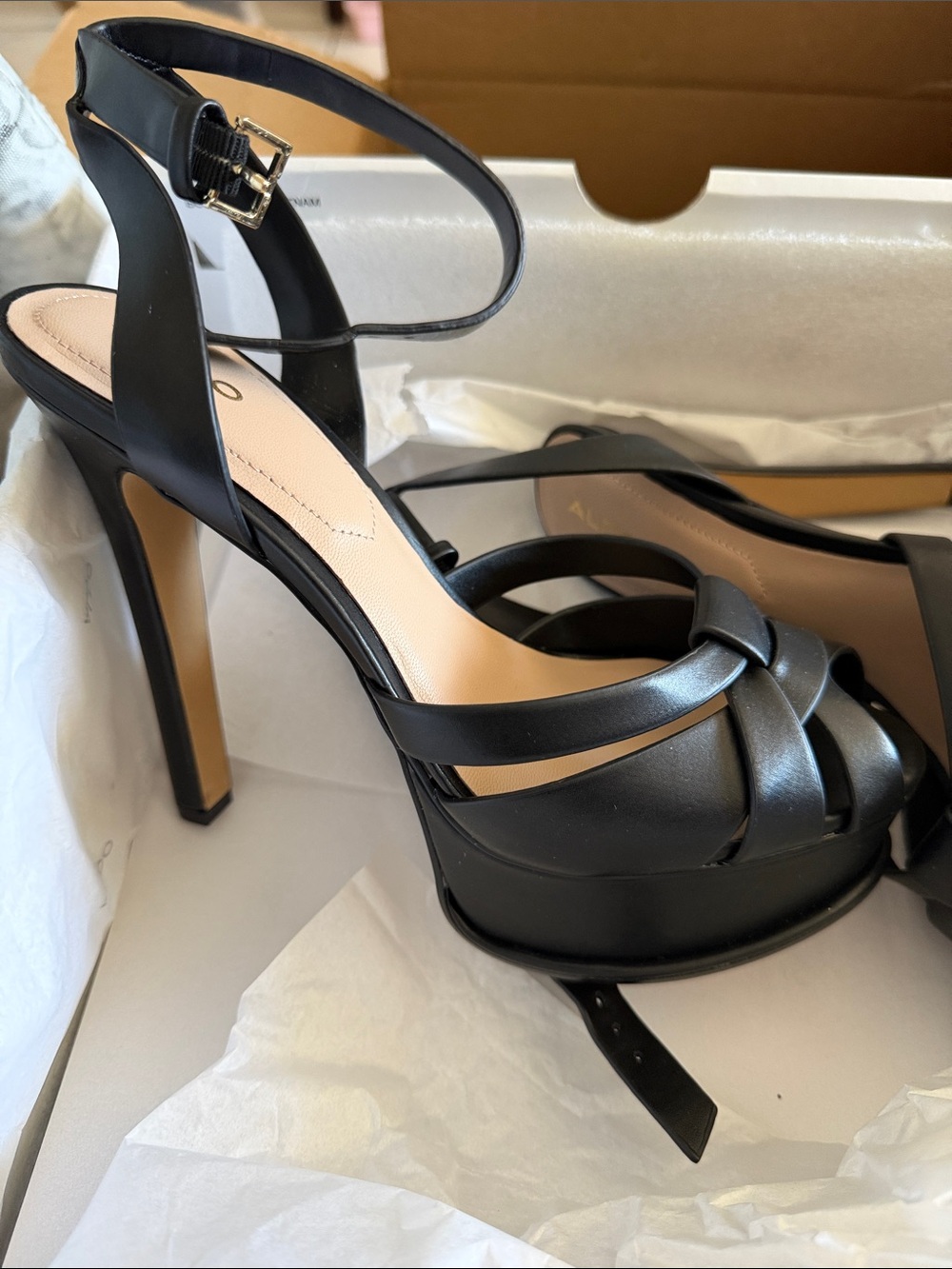 Women's Aldo Black High-Heel Platform Sandals